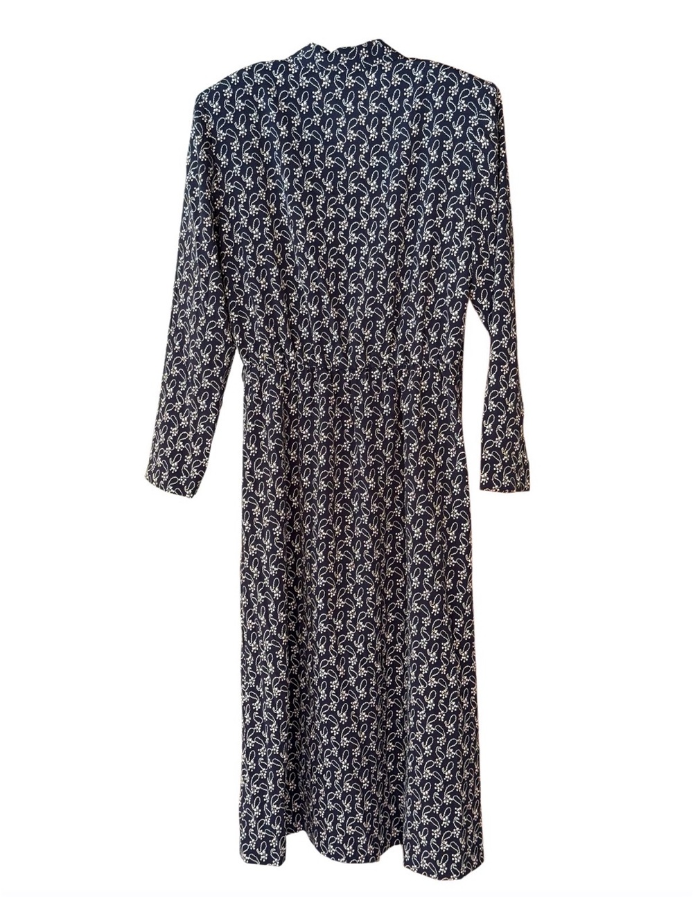 Vintage 90s Talbots Navy Paisley Button Front Maxi Dress Size 12 - Picture 3 of 3